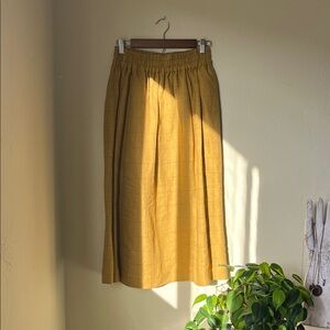 NotPerfectLinen Women's Mustard Yellow Red Checks Sion Skirt